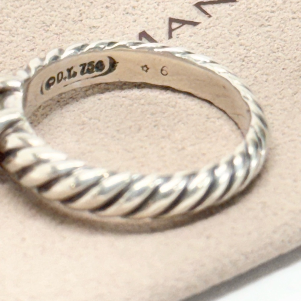 David Yurman .925/18K White Gold Diamond Cable Band Ring - Picture 7 of 8